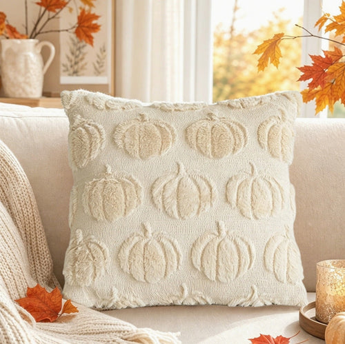 Cozy Soft Pumpkin Patch Textured Accent Pillow Beige