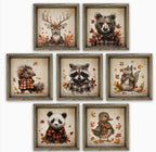 Fall Flannel Woodland Animals - Wood Signs for Autumn Vibe