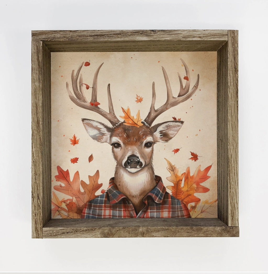 Fall Flannel Woodland Animals - Wood Signs for Autumn Vibe