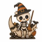 Whimsical Halloween Wooden Table Decor Display - Skeleton